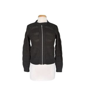 Hartford Black Wool Crew Neck Women's Cardigan Jacket Size Small